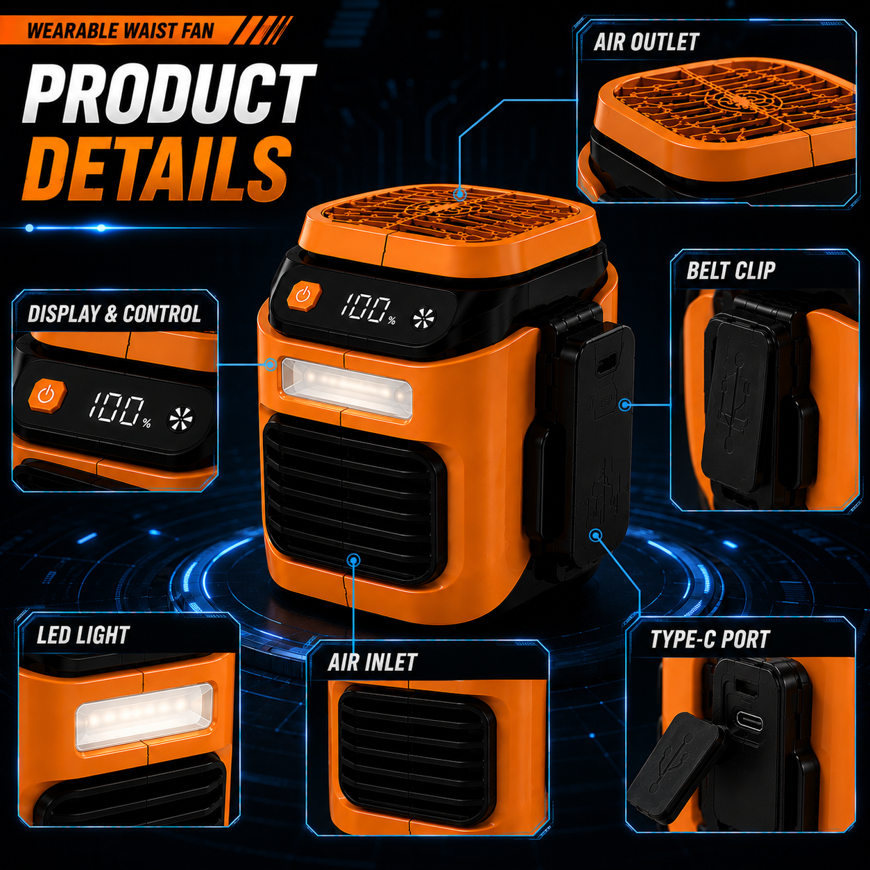 Wearable fan product details